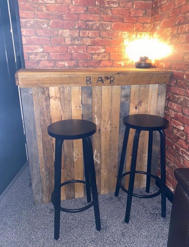 Preview of the first image of Handmade Wooden Bar and 2 stools.