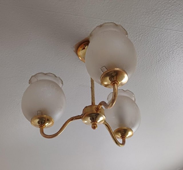 Preview of the first image of Ceiling Light fitting  having 3 Vintage Light Glass Globe Sh.