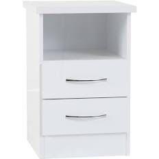 Preview of the first image of NEVADA 2 DRAWER BEDSIDE IN WHITE GLOSS.