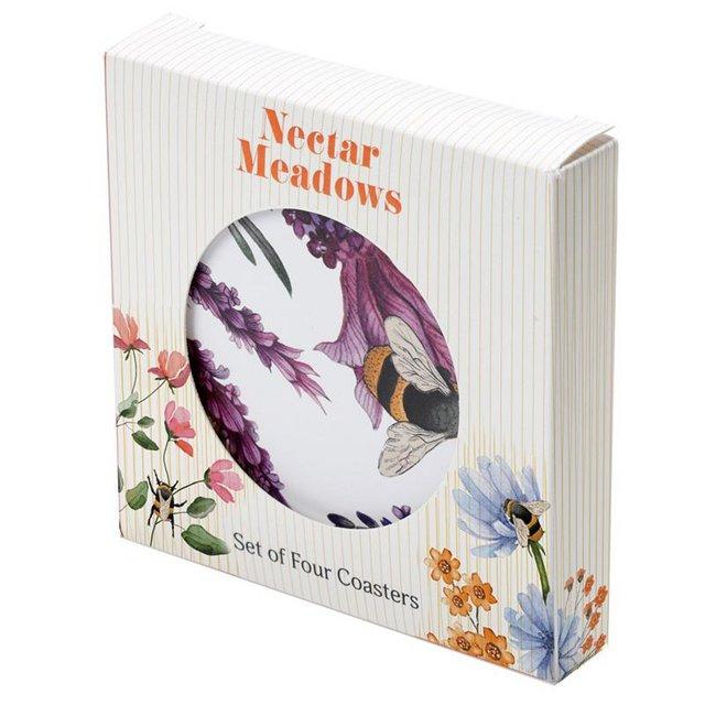 Preview of the first image of Set of 4 Cork Novelty Coasters - Nectar Meadows..