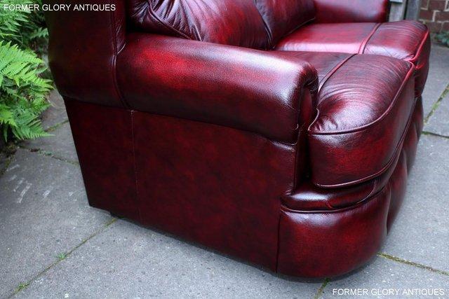 Image 36 of SAXON OXBLOOD RED LEATHER CHESTERFIELD SETTEE SOFA ARMCHAIR