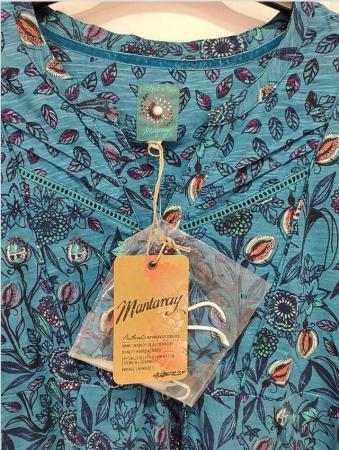 Image 8 of New Mantaray Turquoise Leaf Print Jersey Skater Dress 14