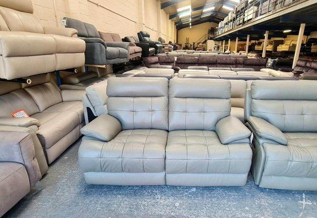 Image 7 of La-z-boy Knoxville grey leather electric 3+2 seater sofas