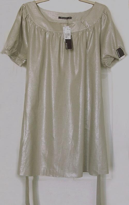 Preview of the first image of Bnwt Lovely Ladies Linen Mix Metallic Dress - Size 16.