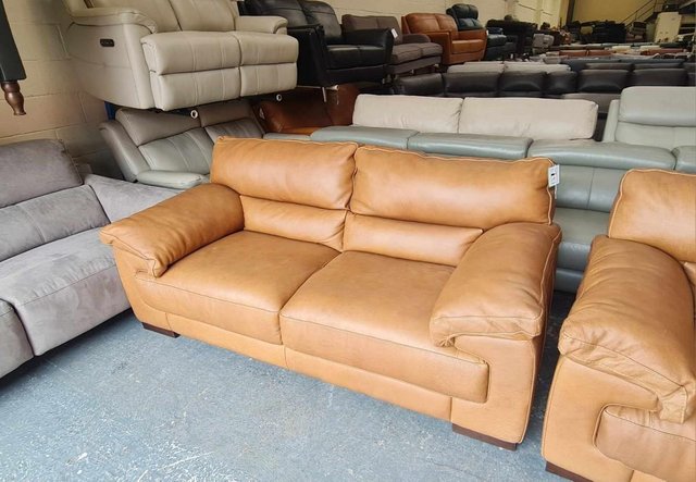 Image 12 of Santino apollo tan leather 3+2 seater sofas