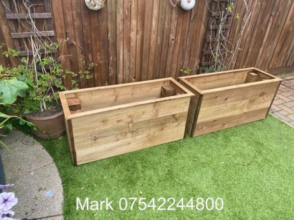 Image 7 of Pair of Rustic Bespoke Treated Garden Planters