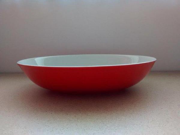 Image 1 of Rare vintage 1970s Royal Doulton Prisma Riot Red oval bowl