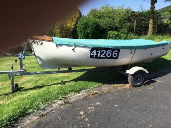 Image 1 of 12ft fibre glass boat with winched trailer