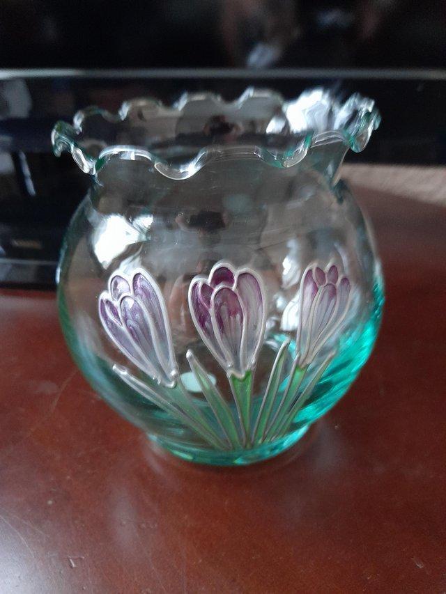 Preview of the first image of Lovely spanish painted glass vase.