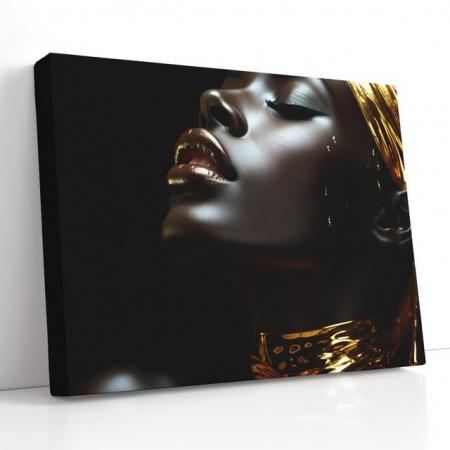 Image 1 of Elegant Black Woman Wearing Gold - Canvas Print Wall Art