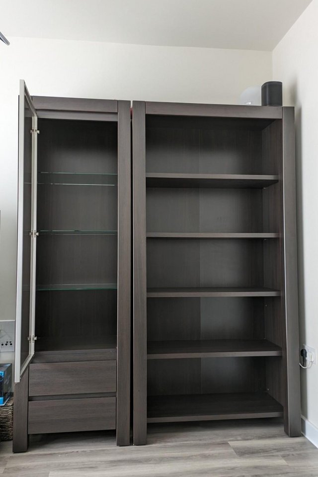 Preview of the first image of Shelf unit and glass fronted cabinet.