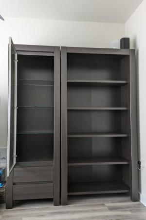 Image 1 of Shelf unit and glass fronted cabinet