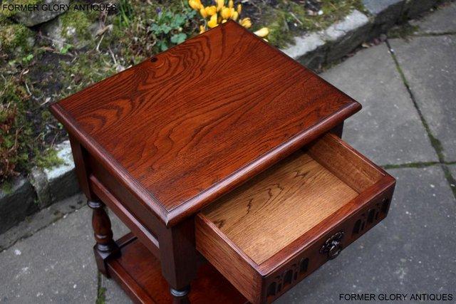 Image 8 of AN OLD CHARM TUDOR BROWN CARVED OAK BEDSIDE PHONE LAMP TABLE