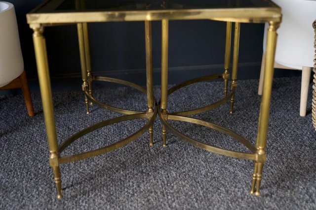 Image 7 of French Hollywood Revival Brass & Glass Coffee Table 1970s