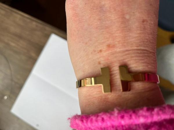 Image 3 of Rose Gold coloured T-bar hinged bracelet