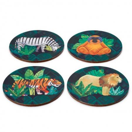 Image 2 of Set of 4 Cork Novelty Coasters - Animal Kingdom.