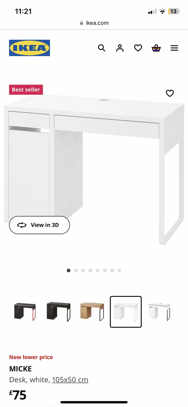 Preview of the first image of IKEA MICKE Table kids and chair - children desk white.