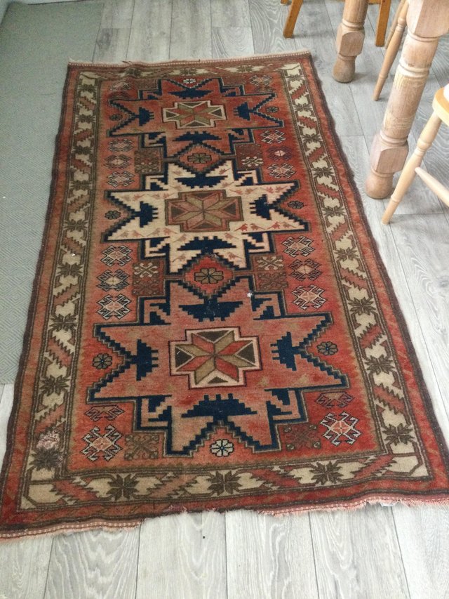 Preview of the first image of Antique Rug interesting design PRICE REDUCTION £50.