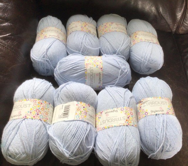 Preview of the first image of 9 balls of blue DK wondersoft stardust stylecraft.