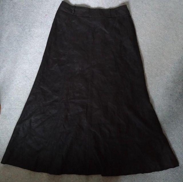 Preview of the first image of Next long black linen skirt- UK size 12L.