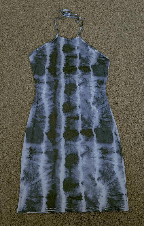 Preview of the first image of Gorgeous purple/White Tie Dye Halter neck Dress - Size 10.