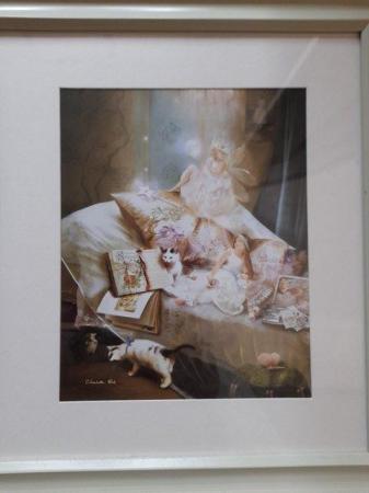Image 3 of Beautiful fairy trio picture in very pale green frame