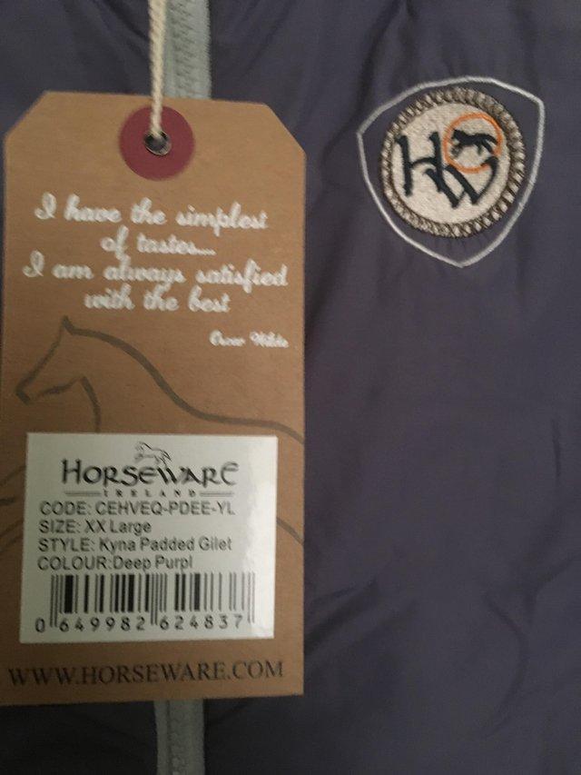 Preview of the first image of NEW Horseware gilet with labels still attached.
