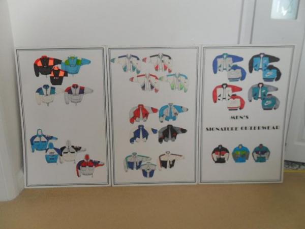 Image 4 of Sport apparel designs on boards ready to be manufactured.