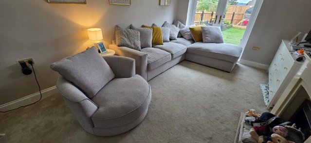 Furniture Village L-Shaped Corner Sofa & swivel chair — Furniture & Homeware in Basildon