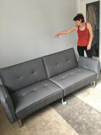 Image 2 of 3 Seater Sofa bed gray with arms