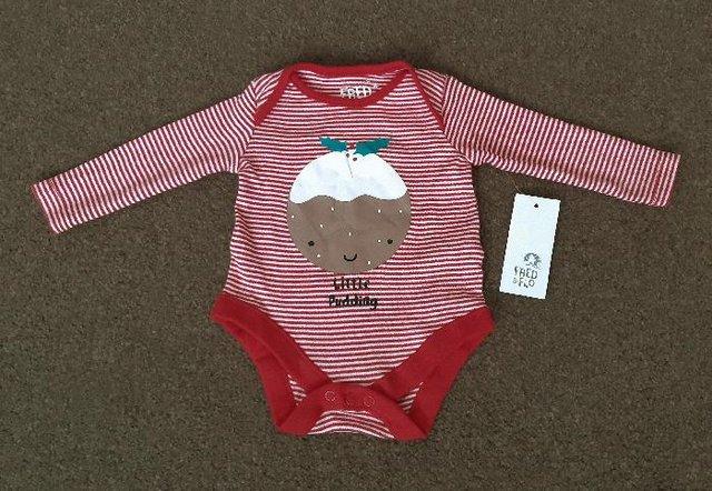 Preview of the first image of Bnwt Fred & Flo Christmas Bodysuit - 0/3 Months  BX16.