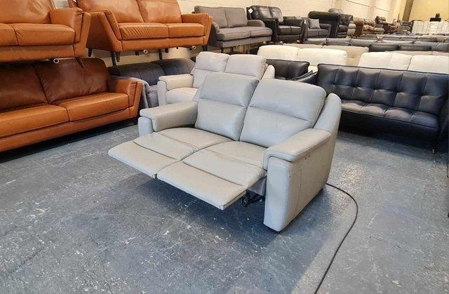 Image 6 of Parma/Strauss grey leather electric recliner 2 seater sofa
