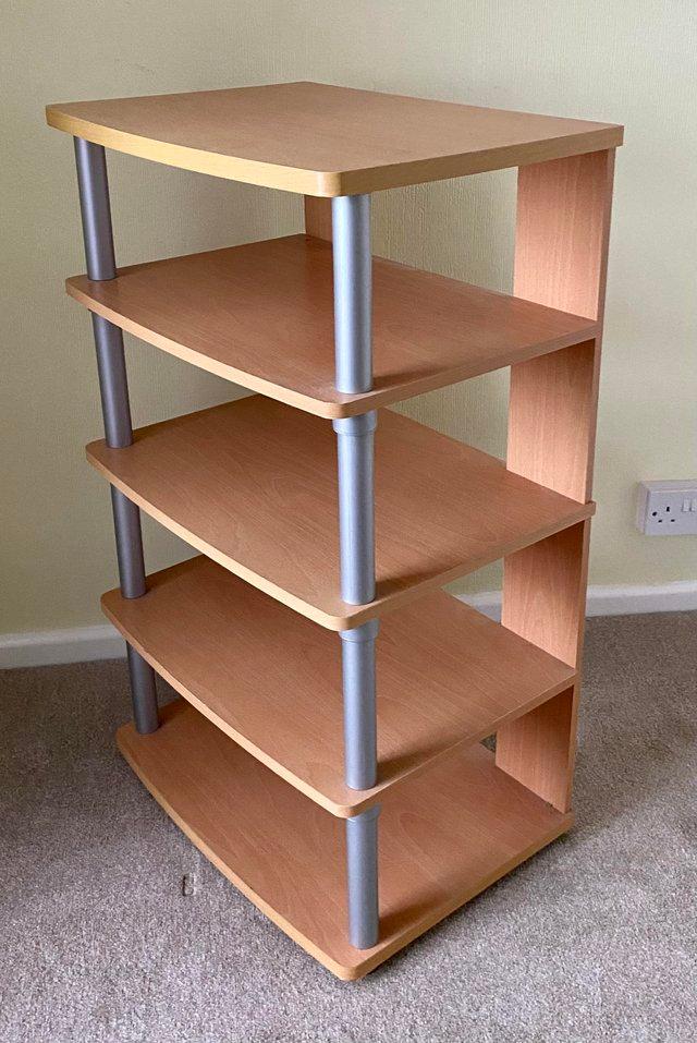 Preview of the first image of Five Tier Corner Shelf Unit In Teak Effect.