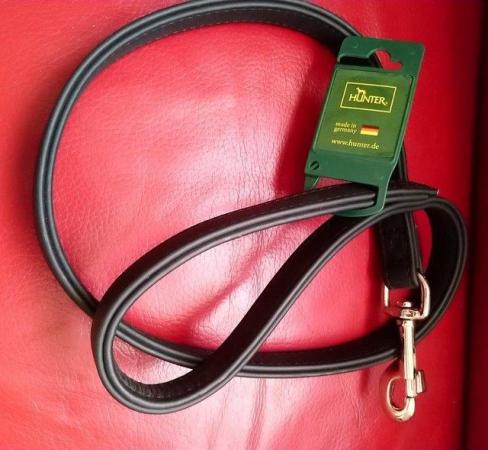 Image 5 of Black Leather Dog Lead made by Hunter