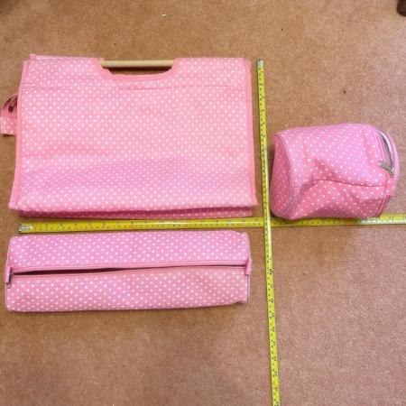 Image 3 of Pink & White Spotted Knitting Needles, Yarn, Trio Bag Bundle