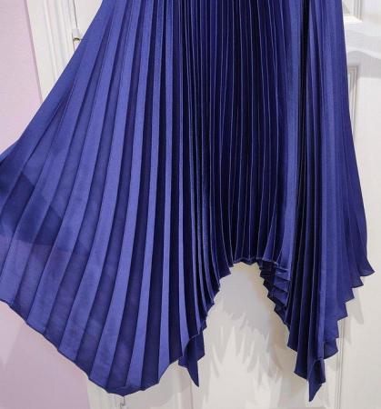 Image 4 of New Look Purple Occasion Satin Pleated Dress UK 12