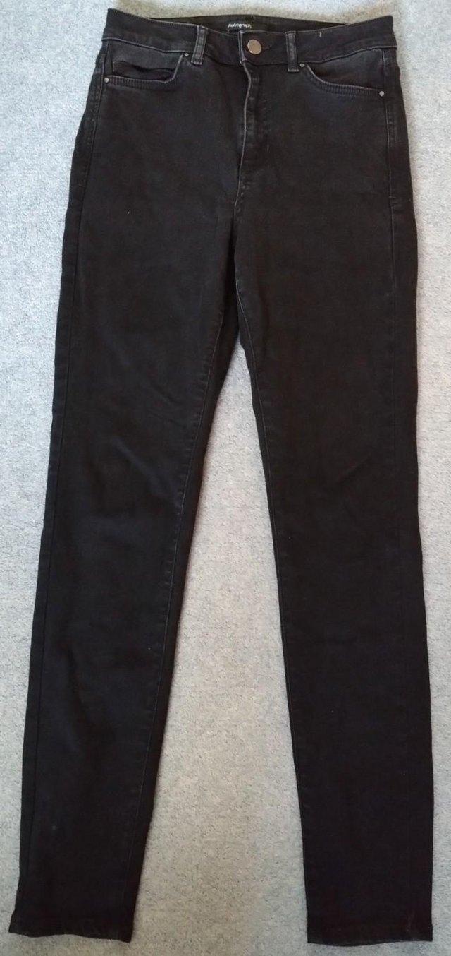 Preview of the first image of Marks and Spencer Autograph black skinny jeans- size 10 (UK).