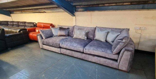 Image 8 of Emperor in Lucerne Silver mix fabric large 4 seater sofa