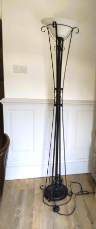Image 1 of Floor standing metal lamp with a glass shade