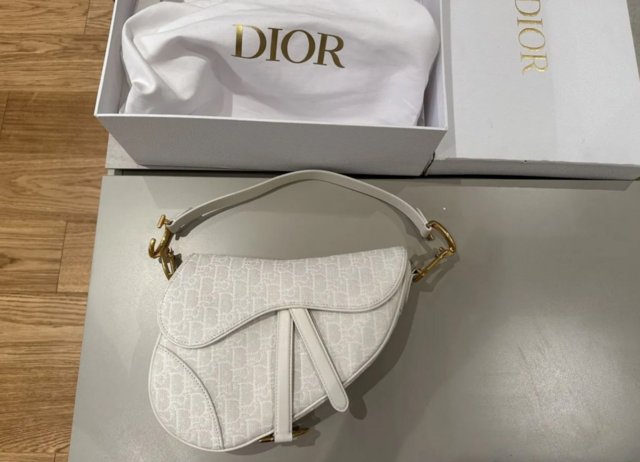 Preview of the first image of Christian Dior Saddle Bag oblique white women's.