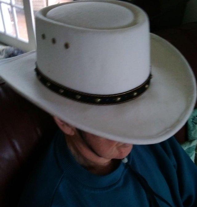 Preview of the first image of White "Western Express Inc." Cowboy Hat.