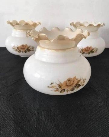 Image 1 of 1960’s/70’s glass floral tulip lampshades set frosted white