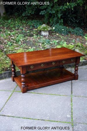 Image 3 of TAYLOR & Co STRESSED OAK THREE DRAWER POTBOARD COFFEE TABLE