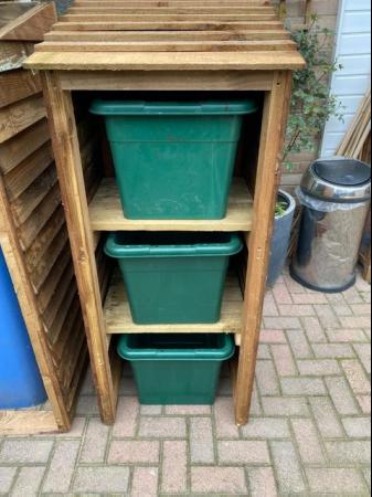 Image 1 of Shelved Storage Garden Recycling Store Shed for 3 x Bins
