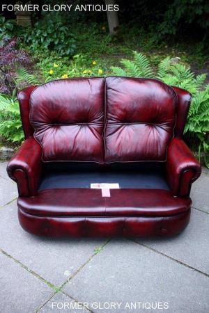 Image 82 of SAXON OXBLOOD RED LEATHER CHESTERFIELD SETTEE SOFA ARMCHAIR