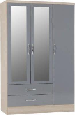 Preview of the first image of Nevada 3 door 2 drawer mirrored wardrobe.