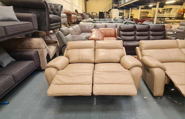 Image 2 of La-z-boy Winchester cream leather electric 3+2 seater sofas