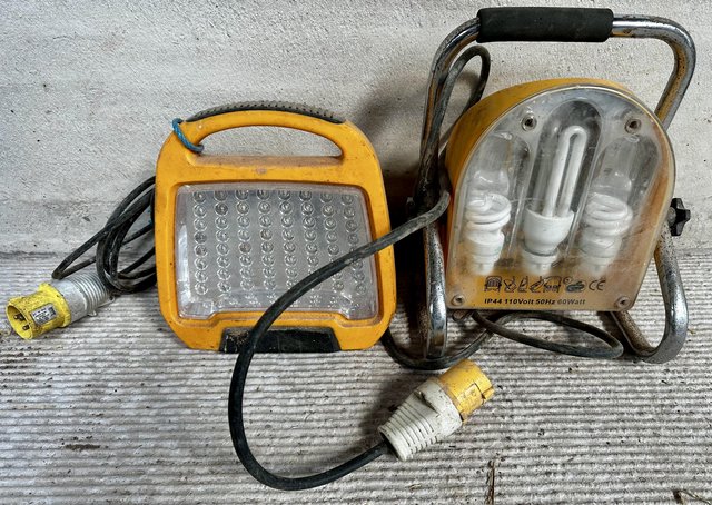 Preview of the first image of 2 Industrial 110V lights for sale.