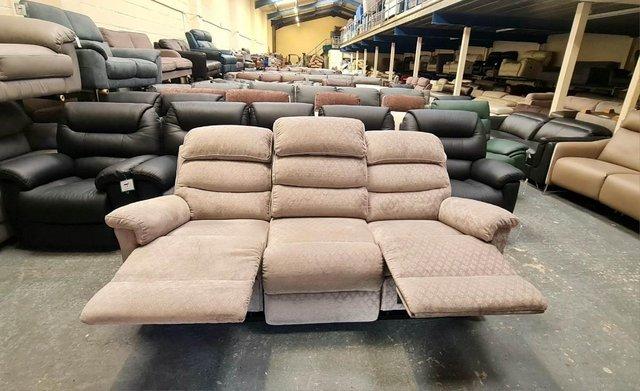 Image 6 of La-z-boy Tulsa grey fabric manual recliner 3 seater sofa