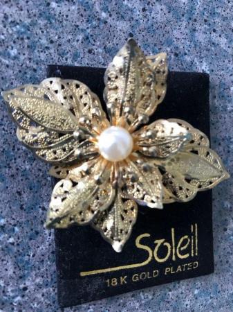 Image 1 of Soleil 18 k Gold Plated Brotch (Brand new)